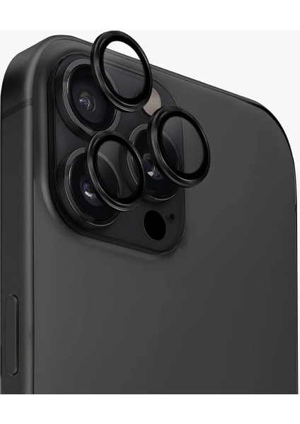 16 Pro / 16 Promax ile Uyumlu Kamera Lens 9h Temperli Hd Cam Kamera Metal Darbeye Dayanıklı Çizilmez Kasa (Siyah, 16 Pro / 16 Promax)