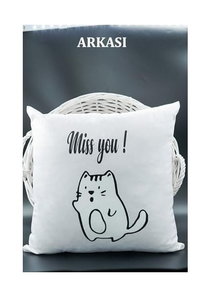 Harfli Kırlent Kılıfı Kadife 43X43 cm Çift Taraflı R Harfi Kedi Desenli Evlilik Teklifi Doğum Günü fiyatları