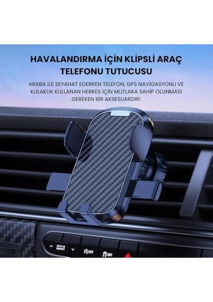 Araç Içi V Tipi Klipsli Havalandırma Girişli Telefon Tutucu, Kilit Sistemli Titremez Tutucu fiyatları