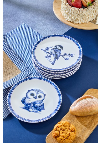 6’lı Mavi Desenli Hayvan Figürlü Pasta Tabağı Seti modelleri