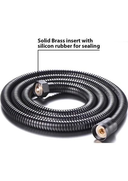 Yüksek Kaliteli Patlamaz Kopmaz Paslanmaz 150CM Duş Hortumu - Tüm Duş Başlıklarıyla Uyumludur (G1/2) (Siyah) fiyatları