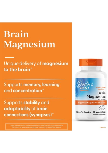 Doctors Best Brain Magnesium L-Threonate With Magtein Supports Cognitive 90 Veggie Caps fiyatları