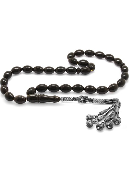 Premium Kutulu Gümüş Kazaz Püsküllü Arpa Kesim Maxi Boy Kırmızı Renk Doğal Damla Kehribar Tesbih fiyatları