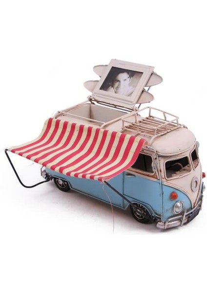 Dekoratif Metal Minibüs Çerçeveli Kalemlik Tenteli