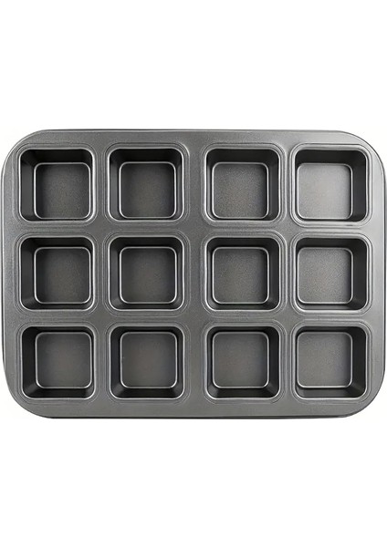 12&apos;li Kare Muffin Kalıbı, Metal Yapışmaz Kek Kalıbı