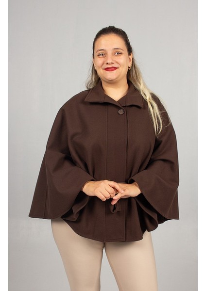 Asil ve Doğal: Kahverengi Büyük Beden Kaşe Pelerin Panço fırsatları