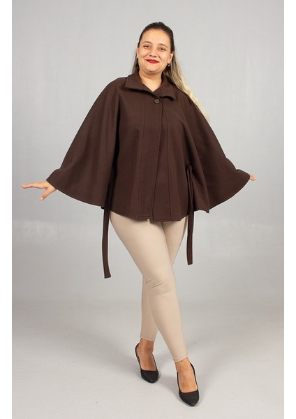 Asil ve Doğal: Kahverengi Büyük Beden Kaşe Pelerin Panço indirimleri