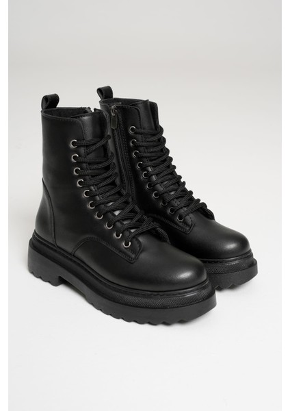 Cool Premium Özel Tasarım Kışlık Siyah Kalın Tabanlı Kadın Bot