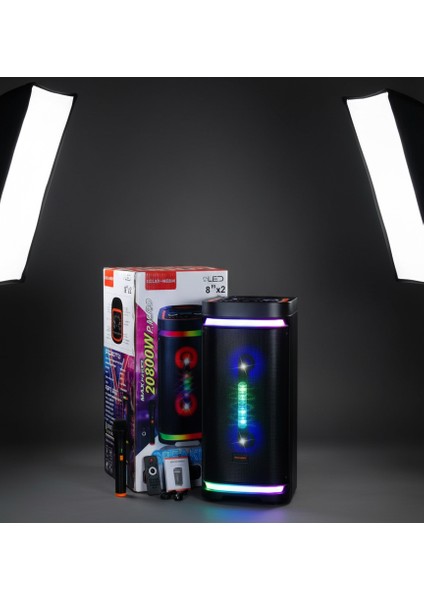 Kolav M2854 Ses Bombası Büyük Boy Party Box Bluetoot Hoparlör Speaker 40W Taşınabilir Hoparlör 8 Inç modelleri