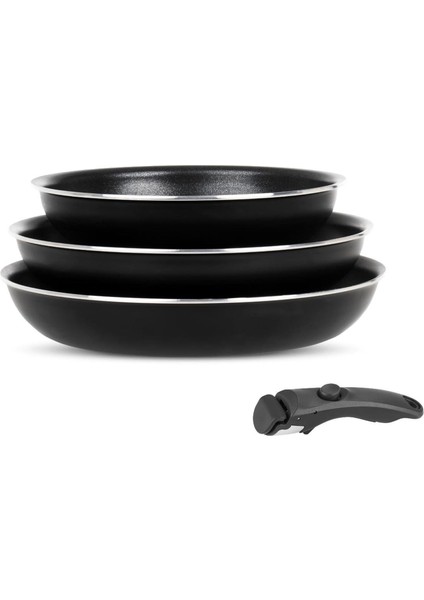 Titanium 4 Parça Set: 20-24-28CM Tava 1 Adet Özel Sap