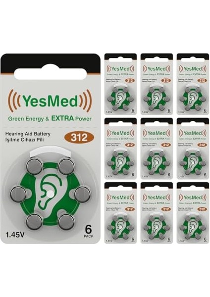 Power 312 Numara Işitme Cihazı Pili (10 Paket x 6 Adet = 60 Adet Pil) modelleri