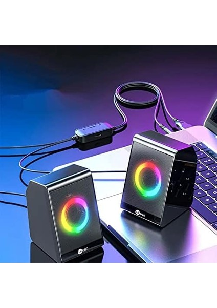 DS100 Kablolu (Usb+3.5mm) 1+1 Surround Ses 6W Rgb Aydınlatmalı Gelişmiş Ses ve Tak Çalıştır Kurulum 410G Kompakt Masaüstü Hoparlör Siyah (Çifti Olarak Satılır) fiyatları