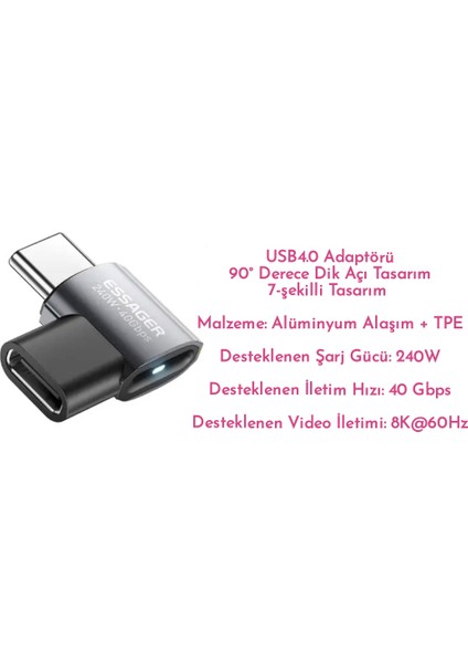Type-C To Type-C 240W 40Gbps 8K+4K Usb 4.0 Ce Lisanslı Orjinal Çevirici Dönüştürücü Adaptör modelleri