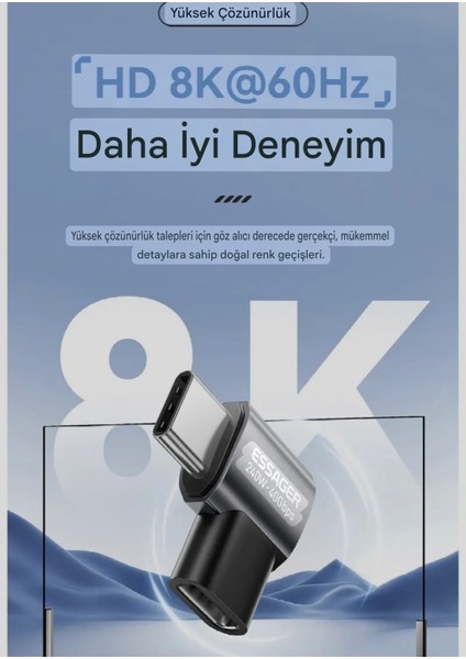 Type-C To Type-C 240W 40Gbps 8K+4K Usb 4.0 Ce Lisanslı Orjinal Çevirici Dönüştürücü Adaptör indirimleri