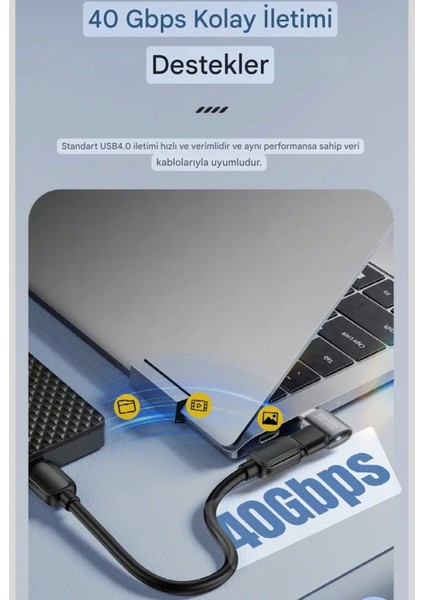 Type-C To Type-C 240W 40Gbps 8K+4K Usb 4.0 Ce Lisanslı Orjinal Çevirici Dönüştürücü Adaptör