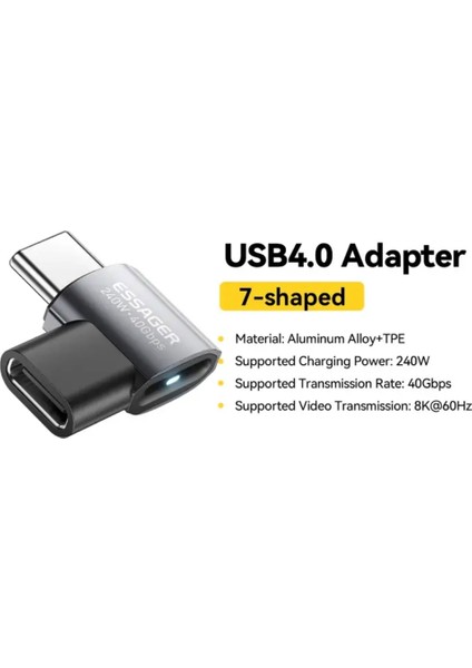 Type-C To Type-C 240W 40Gbps 8K+4K Usb 4.0 Ce Lisanslı Orjinal Çevirici Dönüştürücü Adaptör