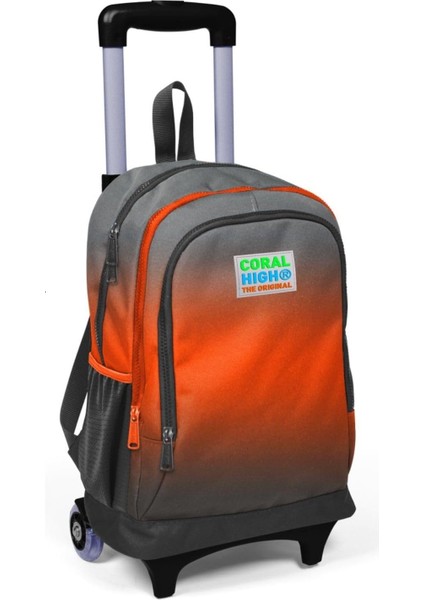 Işıklı Tekerlekli Gradyan Çekçek Okul ve Seyahat Çantası Kız ve Erkek Çocuk Siyah Turuncu