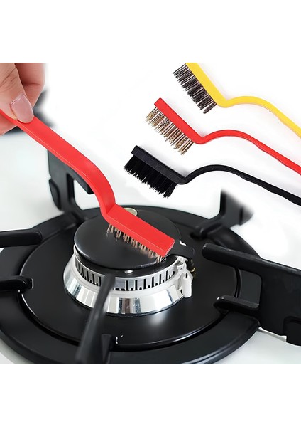 Fırça Seti, 3&apos;ü 1 Arada Detaylı Ocak,, Araba Tel Temizlik Fırçası (Bakır-Demir-Plastik)