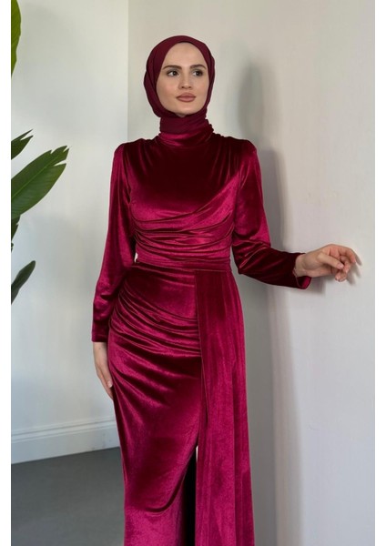 Samy Kadife Kumaş Balık Elbise Fuşya fiyatları