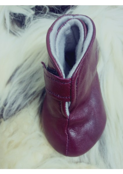 Unisex Organik Hakiki Kuzu Deri Içi Polarlı Hakiki Bebek Patiği Ayakkabı Panduf