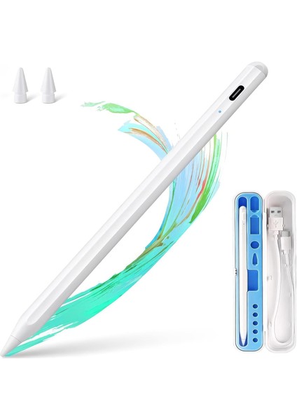 Stylus – Usb-C Hızlı Şarj, Avuç Içi Reddetme, 8 Saat Kullanım, Tüm iPad 6/7/8/9/10, Air, Pro ve Mini Modeller Ile Uyumlu(2 Adet Yedek Uç)