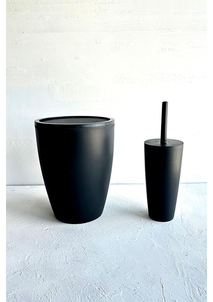 Saf Plastik Seti 2 Peices&apos;ten (Sepet 7,5 Litre, Tutuculu Tuvalet Fırçası). ve Mutfak Temizliği Için (Siyah)