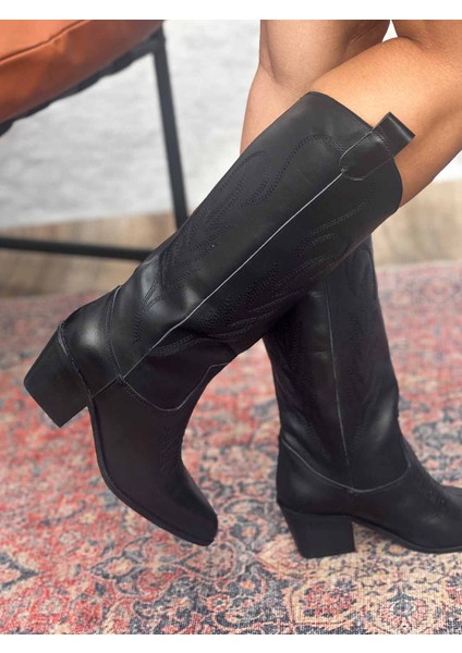 Alsvin Hakiki Deri Kadın Siyah Kovboy Çizme fiyatları