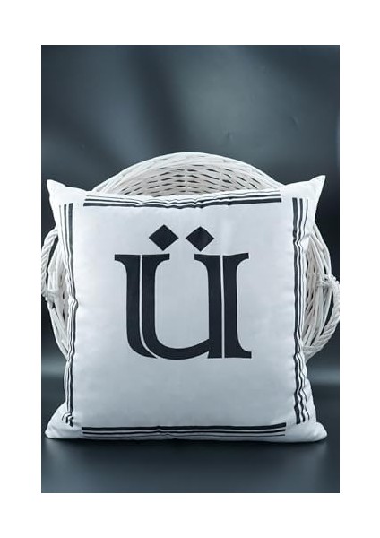 Harfli Kırlent Kılıfı Kadife 43X43 cm Çift Taraflı Ü Harfi Kedi Desenli Evlilik Teklifi Doğum Günü fiyatları