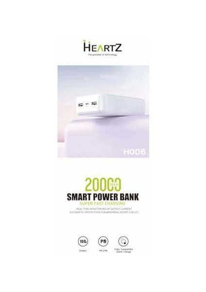 H006 20000 Mh Pd 27W ve USB 100W Hızlı Şarj Dahili Type C ve Lightning Kablolu Dünya Standartlarına Uygun Polymer Batarya Birebir Amper LCD Göstergeli Powerbank modelleri