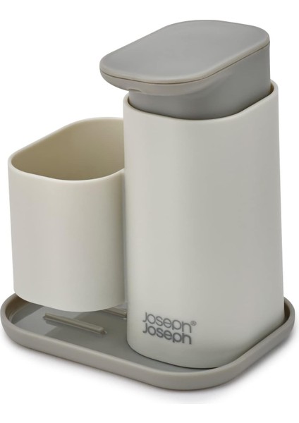 Duo Sabun Dispenseri, Sünger Tutuculu, Mutfak Lavabosu Için El Deterjanı Dispenseri, Gri