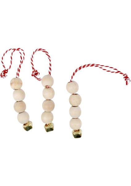 Yılbaşı Ağaç Boncuk Süs Hobi Zilli Çok Amaçlı Etkinlik Doğum Günü Zil Dekoratif Ipli Süs 3 Adet