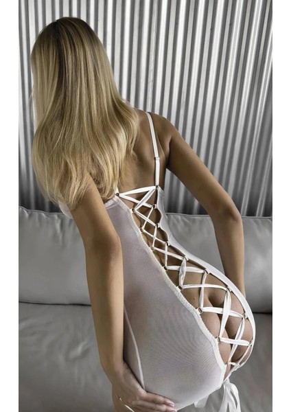 Nightlight 1051 Arkası Ip Detaylı Fantazi Çekici Mini Gecelik fiyatları