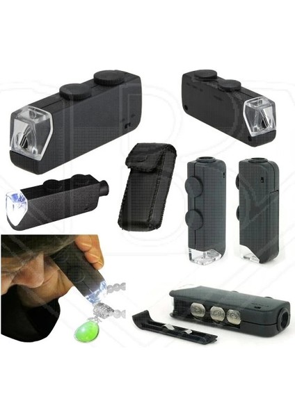 Mini 60X 100X Zoom Lens Odak Takı LED Cep Mikroskop Büyüteç modelleri
