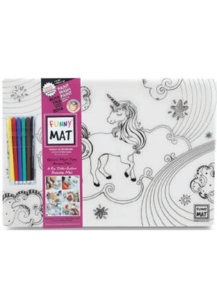 Funny Mat - Unıcorn ve Deniz Kızı 6'lı Kalem Hediyeli 30 x 40 cm