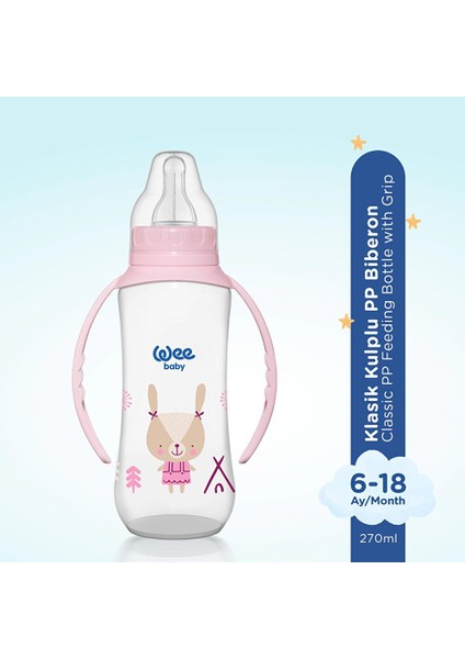745 Wee Baby Kulplu Pp Biberon 270ML Pembe modelleri