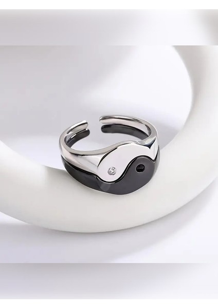 2'li Set Yin Yang Bagua Desenli Yaratıcı Çift Yüzükleri Sevgililer Günü Hediye Yüzüğü