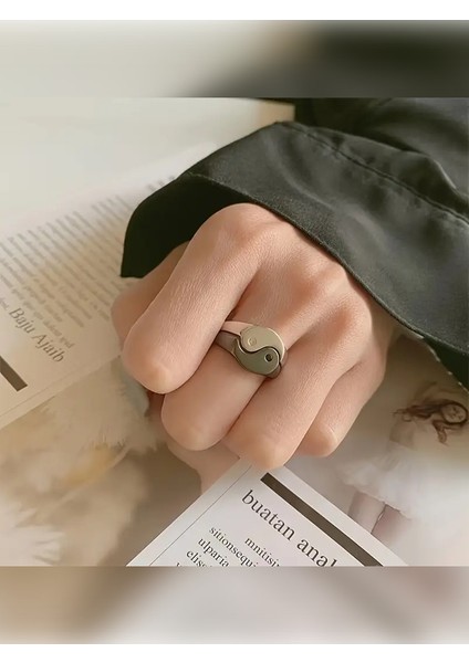 2'li Set Yin Yang Bagua Desenli Yaratıcı Çift Yüzükleri Sevgililer Günü Hediye Yüzüğü modelleri