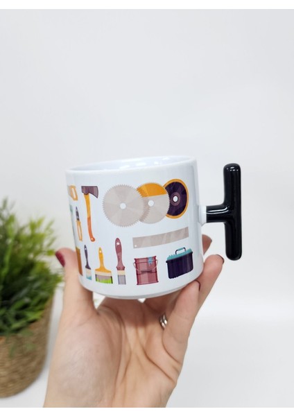 Isme Özel Kişiye Özel Inşaat Ustası Tasarımlı Porselen T Kupa Bardak Latte Fincanı modelleri