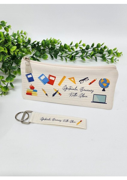 Öğretmenler Için Öğretmenler Günü Temalı Kalemlik Anahtarlık Hediye Seti