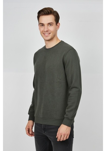 Erkek Sıfır Yaka Selanik Sweatshirt Regular Kalıp BGL-ST04870