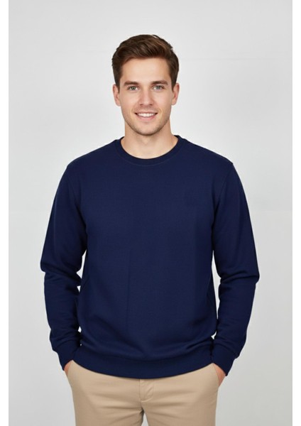 Erkek Büyük Beden Sıfır Yaka Selanik Sweatshirt BGL-ST04871