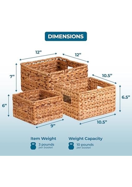 Hasır Depolama Sepetleri, 3&apos;lü Set fiyatları
