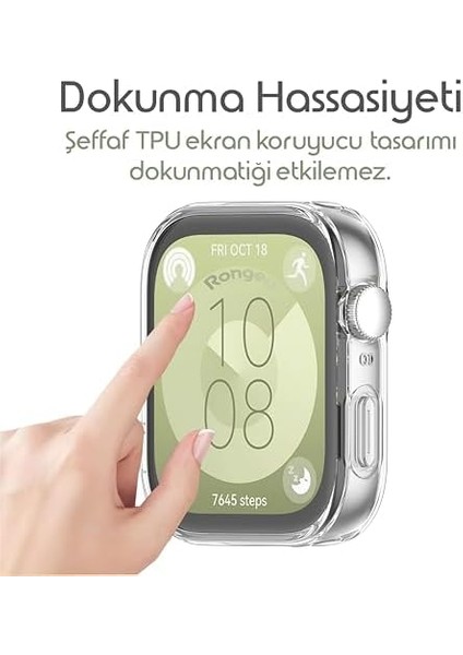 Fit 3 Için 360° Kasa Kılıf Yumuşak Tpu Ekran Dokunmatiği Etkilemeyen Saatin Çevresini Tam Kavrayan Darbelere Karşı Silikon (Şeffaf) fiyatları