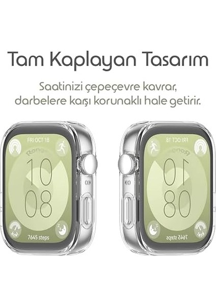 Fit 3 Için 360° Kasa Kılıf Yumuşak Tpu Ekran Dokunmatiği Etkilemeyen Saatin Çevresini Tam Kavrayan Darbelere Karşı Silikon (Şeffaf) modelleri