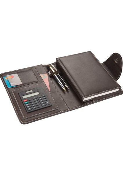 4684 Ajanda Tarihsiz 14 x 20 cm Ajanda/defter Hesap Makineli Deri Organizer,