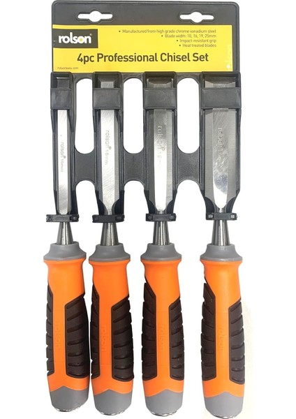 56135 4pcs Crv Chisel Set, /orange