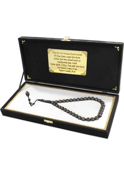 Premium Kutulu Sistemli 925 Ayar Gümüş Çakım Kırmızı Yeşil Mine Sultan Işi Koleksiyonluk Kuka Tesbih modelleri