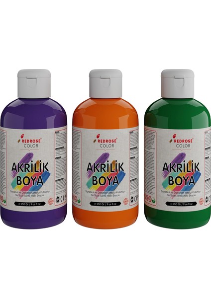 Rose Yeşil, Mor, Turuncu Akrilik 3&apos;lü Set 3X250 gr