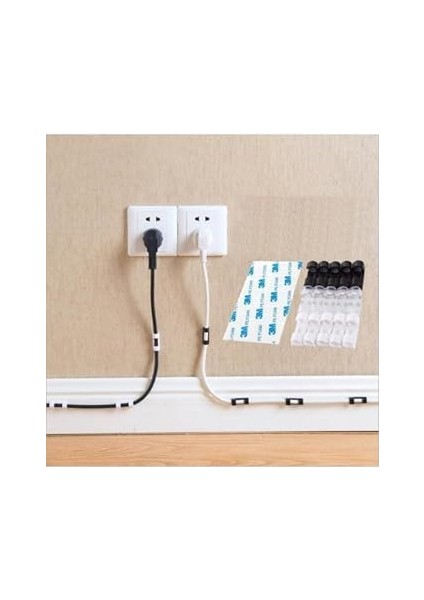 Yapışkanlı Mini 20LI Klips USB Pc Kablo Tutucu Aparat Şeffaf Masa.kablo modelleri