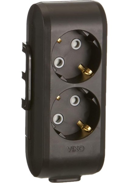 Multi-Let Siyah Ikili Priz Topraklı Çocuk Korumalı Klemensli